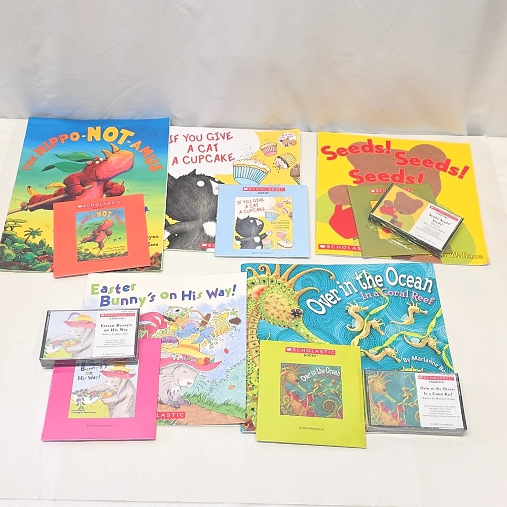 Scholastic Audio Books & Cassettes Lot Kids Read-Along Set of 5